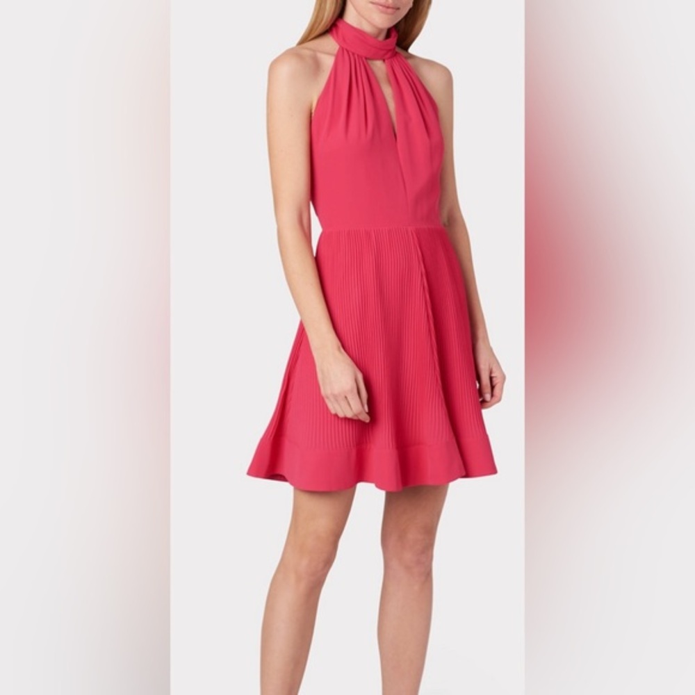 Milly pleated pink halter tie dress nwt